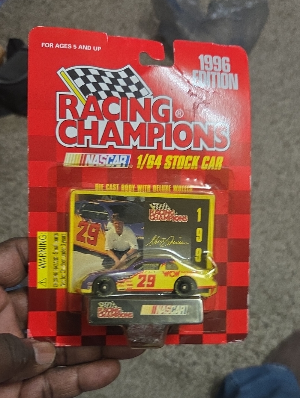 Back of packaging with NASCAR Racing Champions text